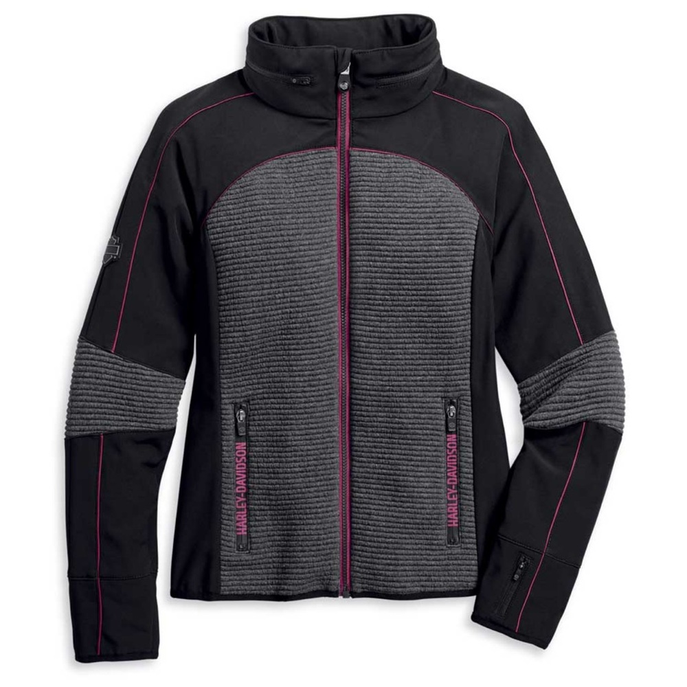 Harley-Davidson Hoody Women's Mixed Media Textured Knit Jacket Sz M
